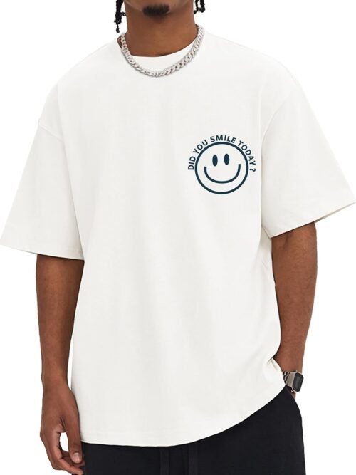 Heavyweight Cotton Graphic Oversized T-Shirt Smile Face
