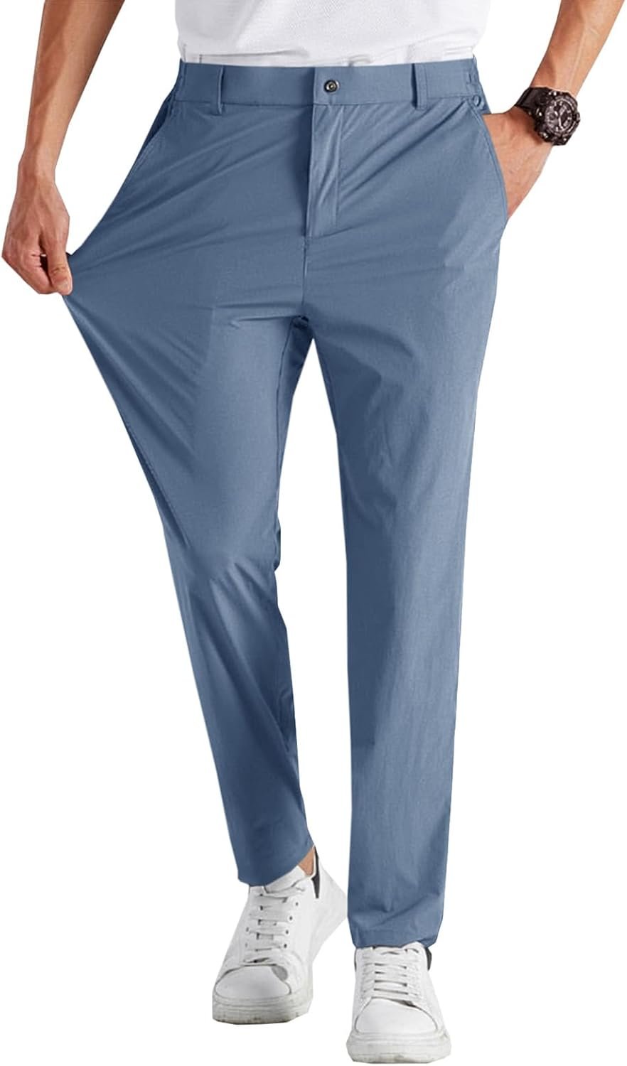 Men’s golf pants, stretch, quick dry, lightweight, slim fit, cropped.