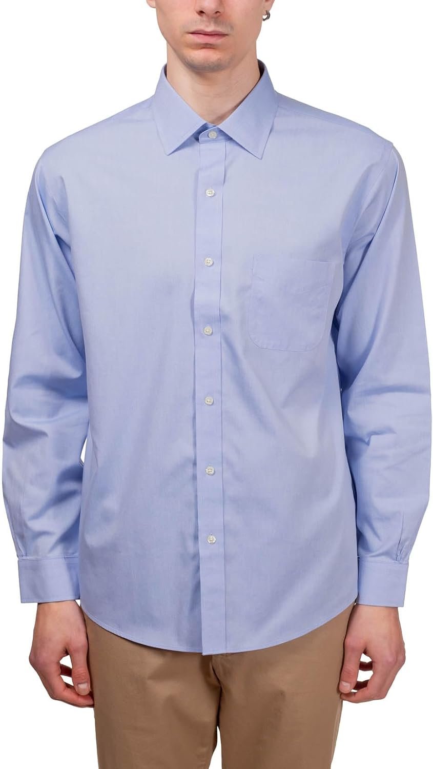 Non-Iron Polo Button Down Pinpoint Regular Dress Shirt