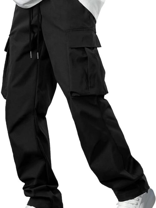 Men's cargo pants, tactical, durable, stretch, drawstring elastic waist.