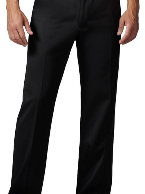 Men's dress pants, expandable waist, premium stretch texture.