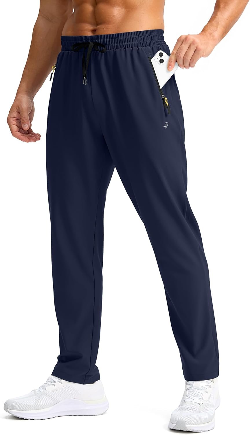 Men’s lightweight hiking pants, quick dry, zipper pockets, outdoor.
