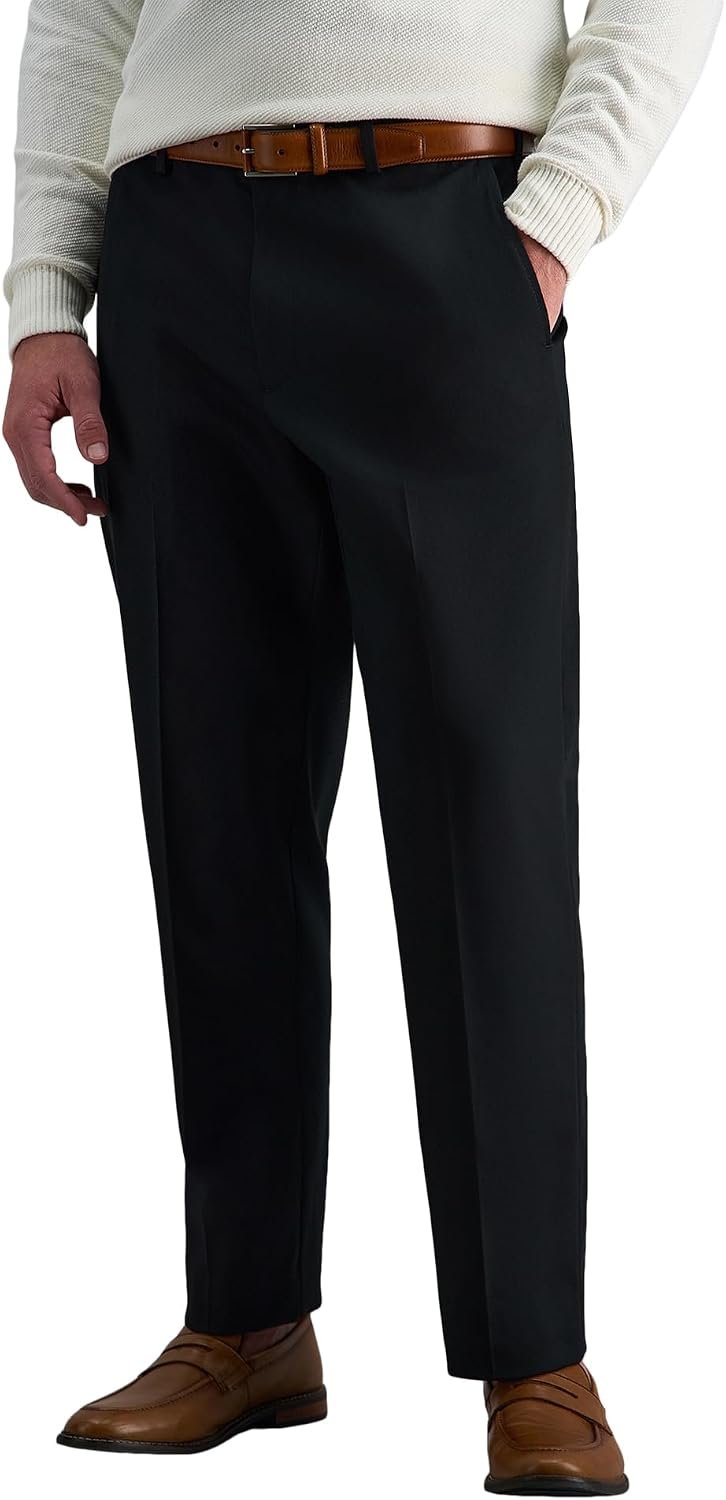 Men’s classic fit khaki pants, no iron.