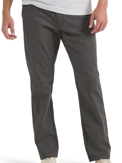 Men's extreme motion flat front pants, relaxed taper.