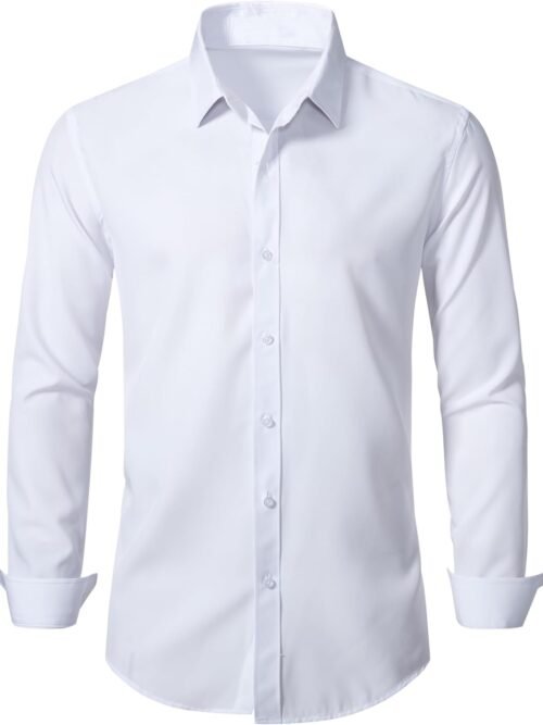 Slim Fit Stretch Formal Long Sleeve Button Down Dress Shirt