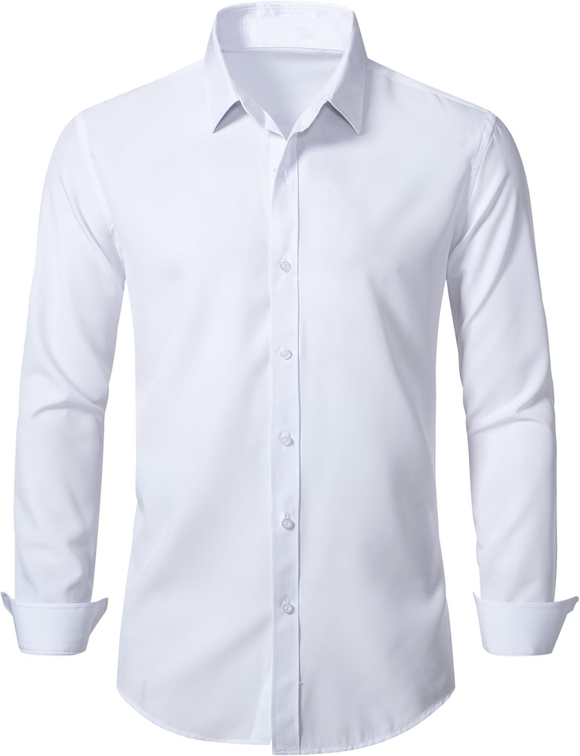 Slim Fit Stretch Formal Long Sleeve Button Down Dress Shirt
