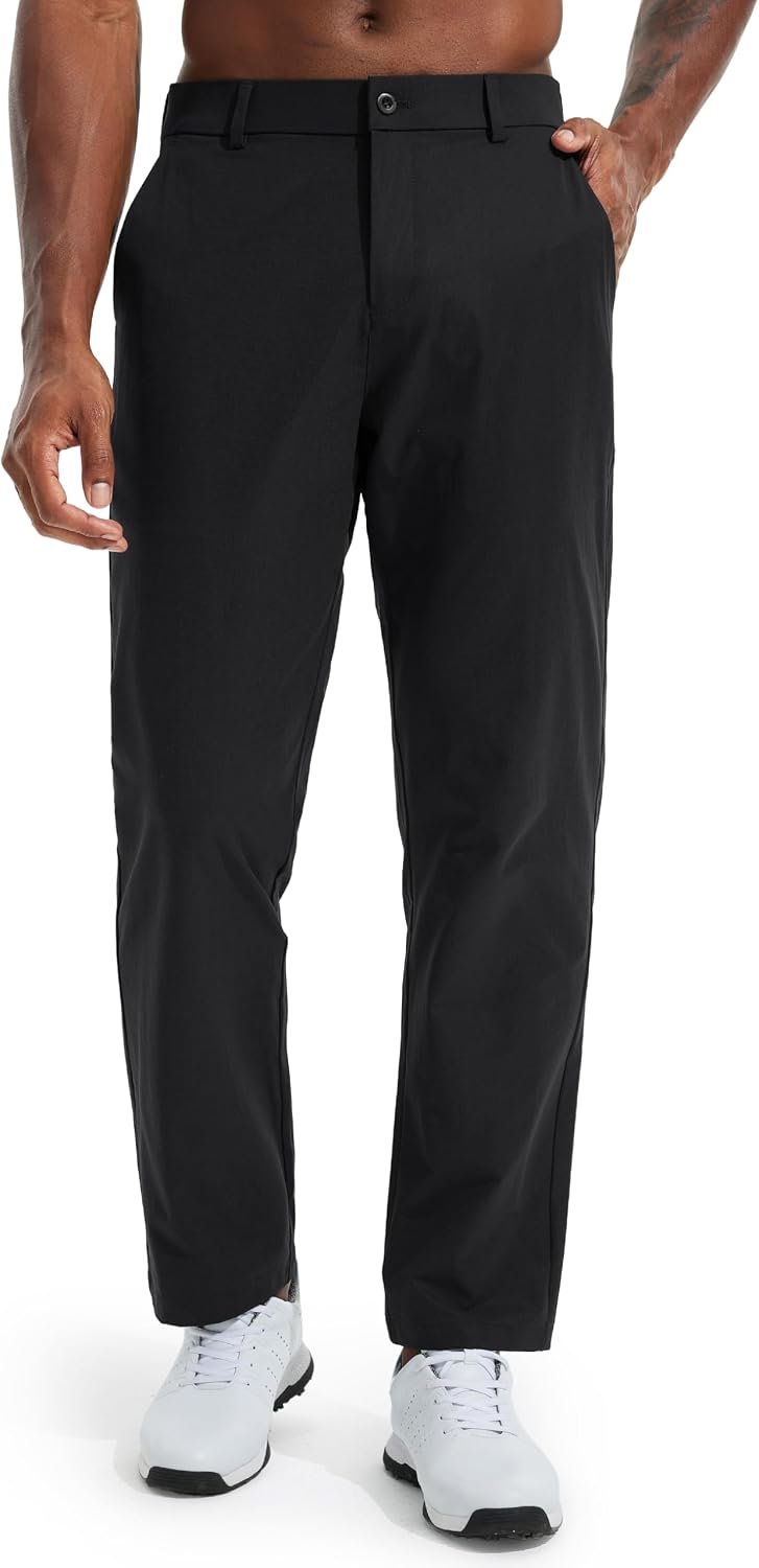 Men’s golf pants, classic fit, lightweight, stretch, business casual.