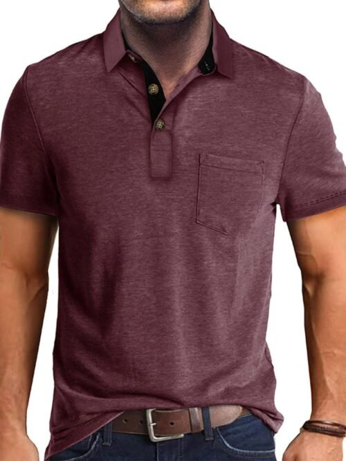 Classic Button Short Sleeve Solid Cotton Polo Shirt