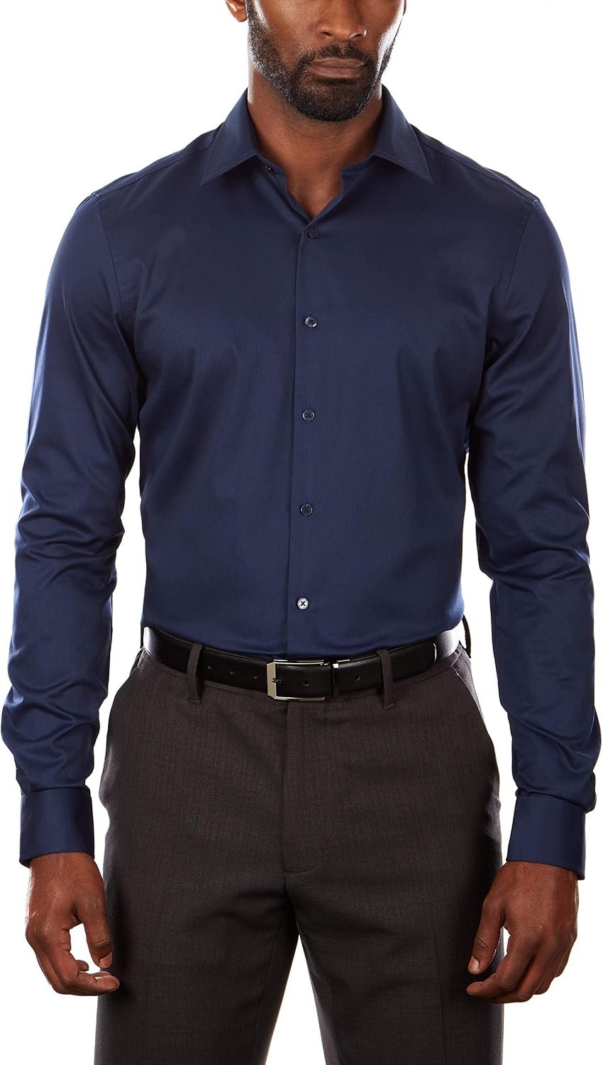 Slim Fit Flex Collar Stretch Solid Dress Shirt