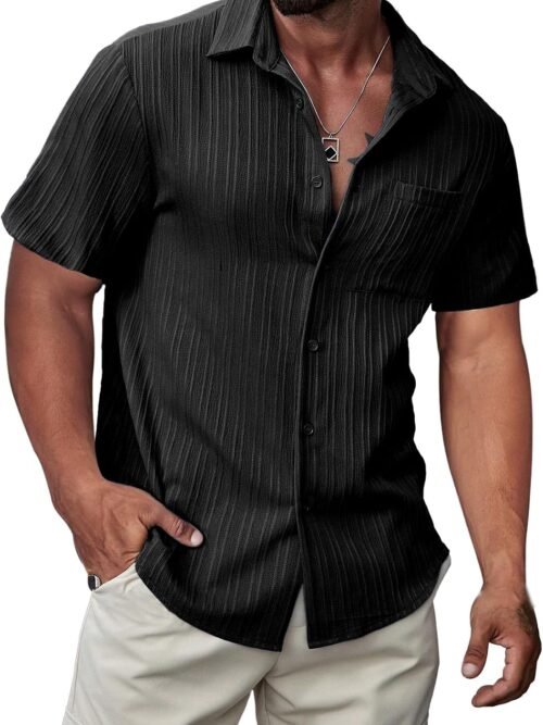 Textured Short Sleeve Linen Hawaiian Shirt
