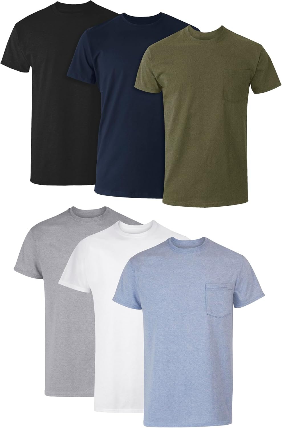 6-Pack Moisture Wicking Cotton Crew Neck Undershirt
