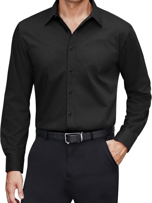 Stretch Stain Shield Long Sleeve Solid Formal Dress Shirt