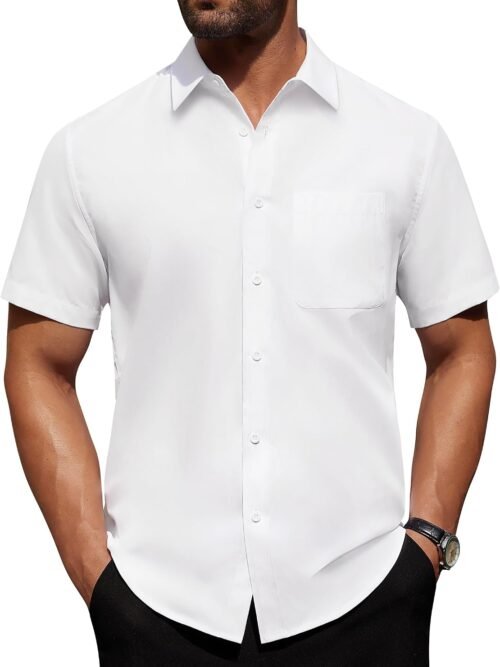 Short Sleeve Wrinkle Free Dress Shirt Solid