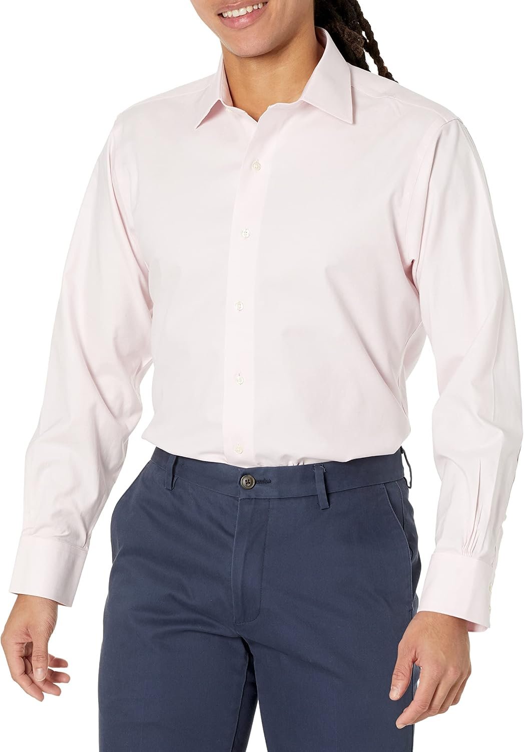 Non-Iron Stretch Twill Solid Dress Shirt Spread Collar