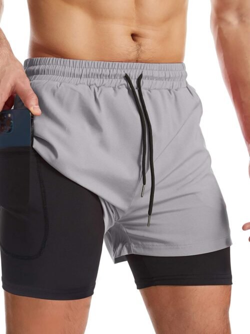 2-in-1 Quick Dry Running Shorts with Liner and Zip Pockets