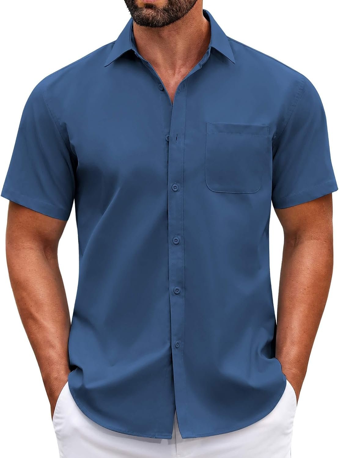 Short Sleeve Button Down Shirt with Pocket