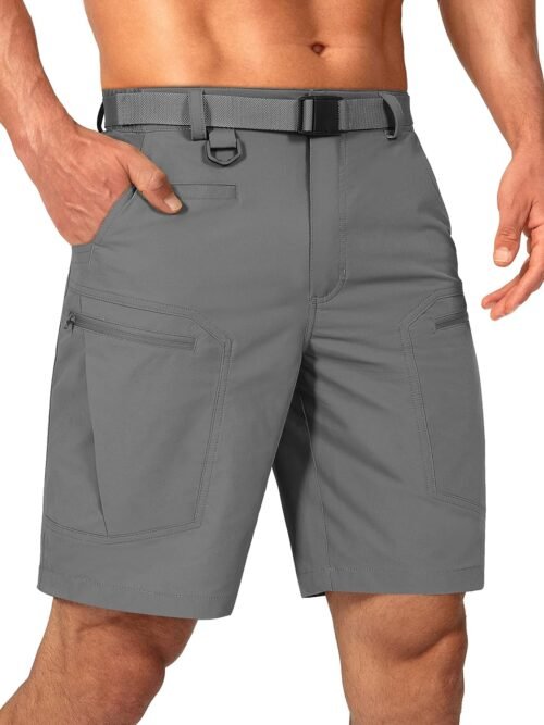 Water Resistant Quick Dry Tactical Cargo Shorts with Belt