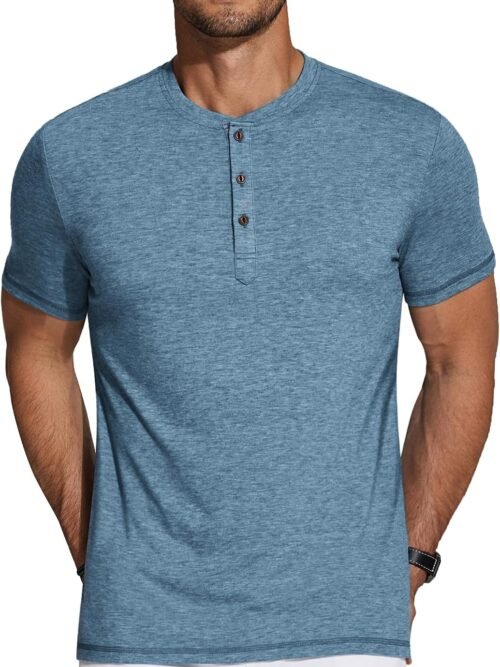 Short Sleeve Henley Button Tee