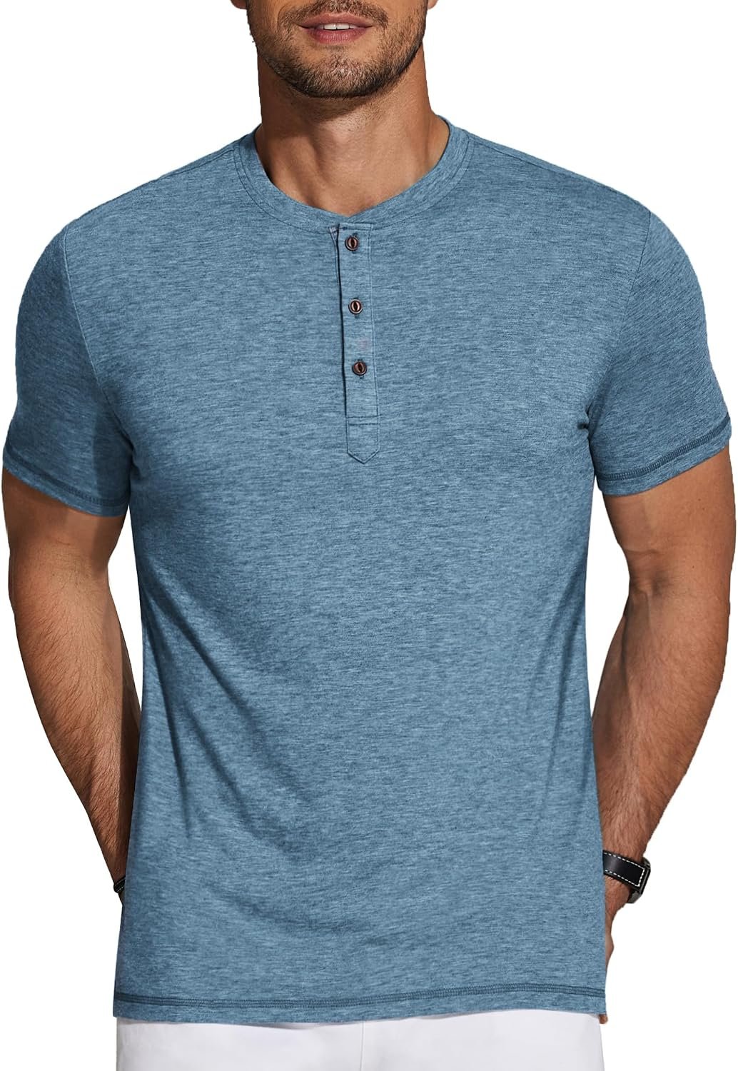 Short Sleeve Henley Button Tee