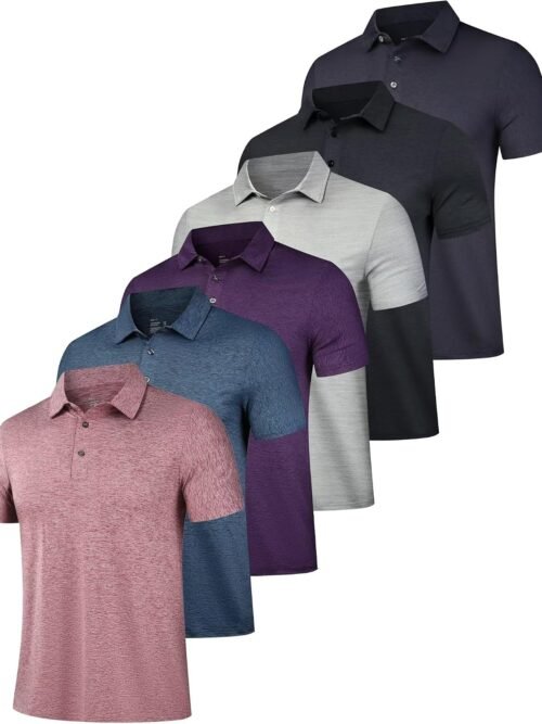 6-Pack Performance Short Sleeve Polo Shirt Moisture Wicking