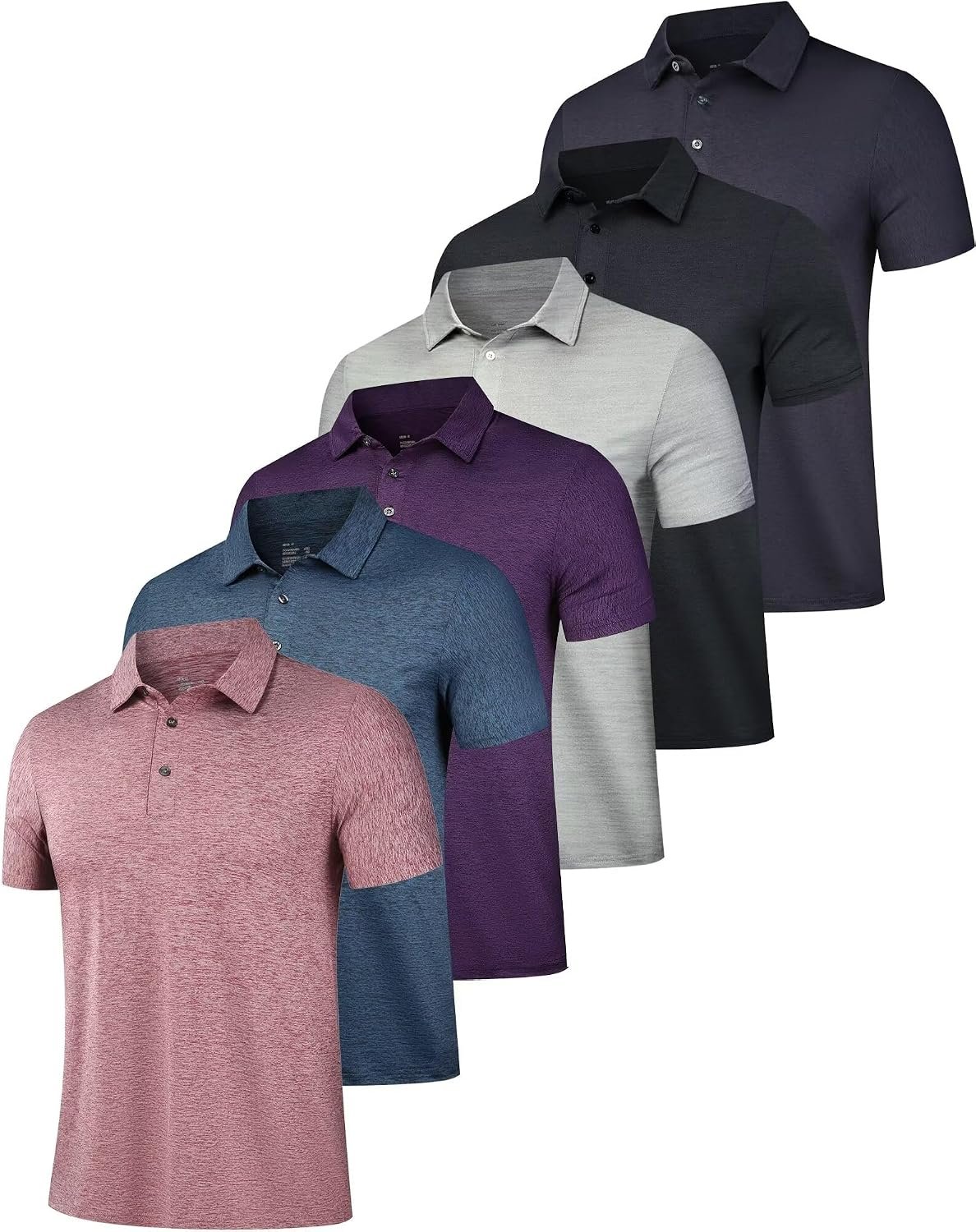 6-Pack Performance Short Sleeve Polo Shirt Moisture Wicking
