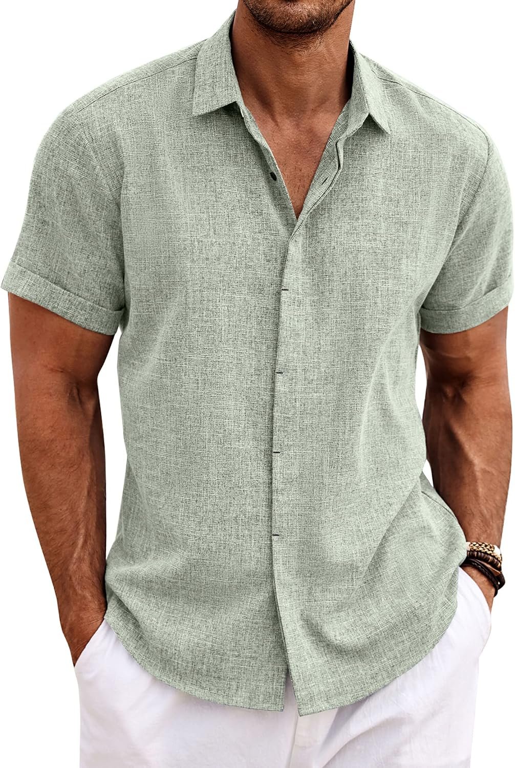 Linen Short Sleeve Button Down Shirt