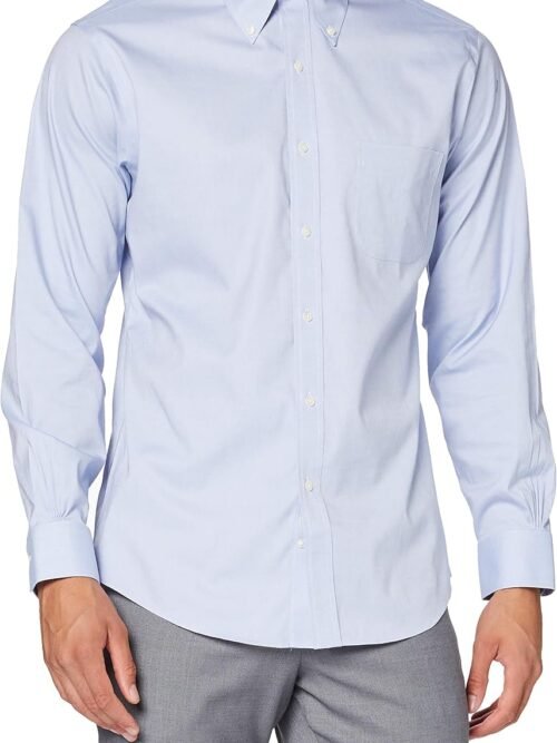 Non-Iron Stretch Pinpoint Solid Dress Shirt Long Sleeve