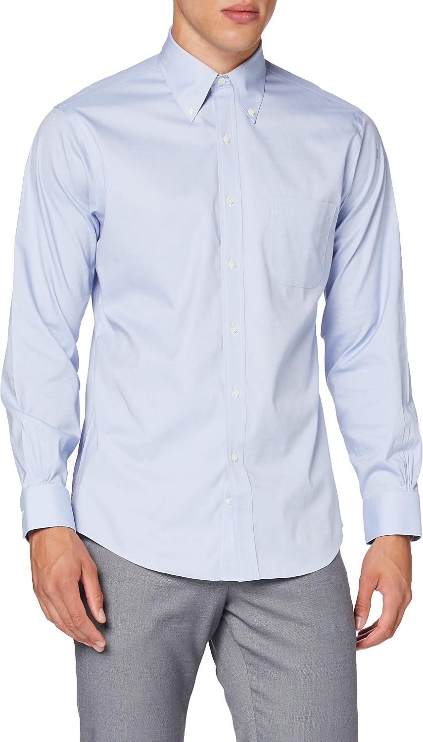 Non-Iron Stretch Pinpoint Solid Dress Shirt Long Sleeve