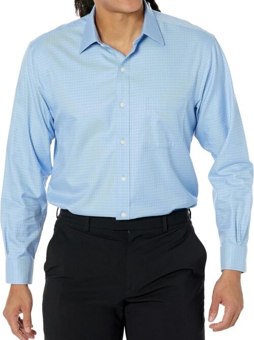 Non-Iron Stretch Dobby Spread Collar Check Dress Shirt